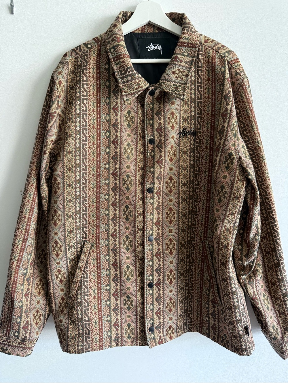 Stussy Brown Multi-Pattern Coach Jacket XL